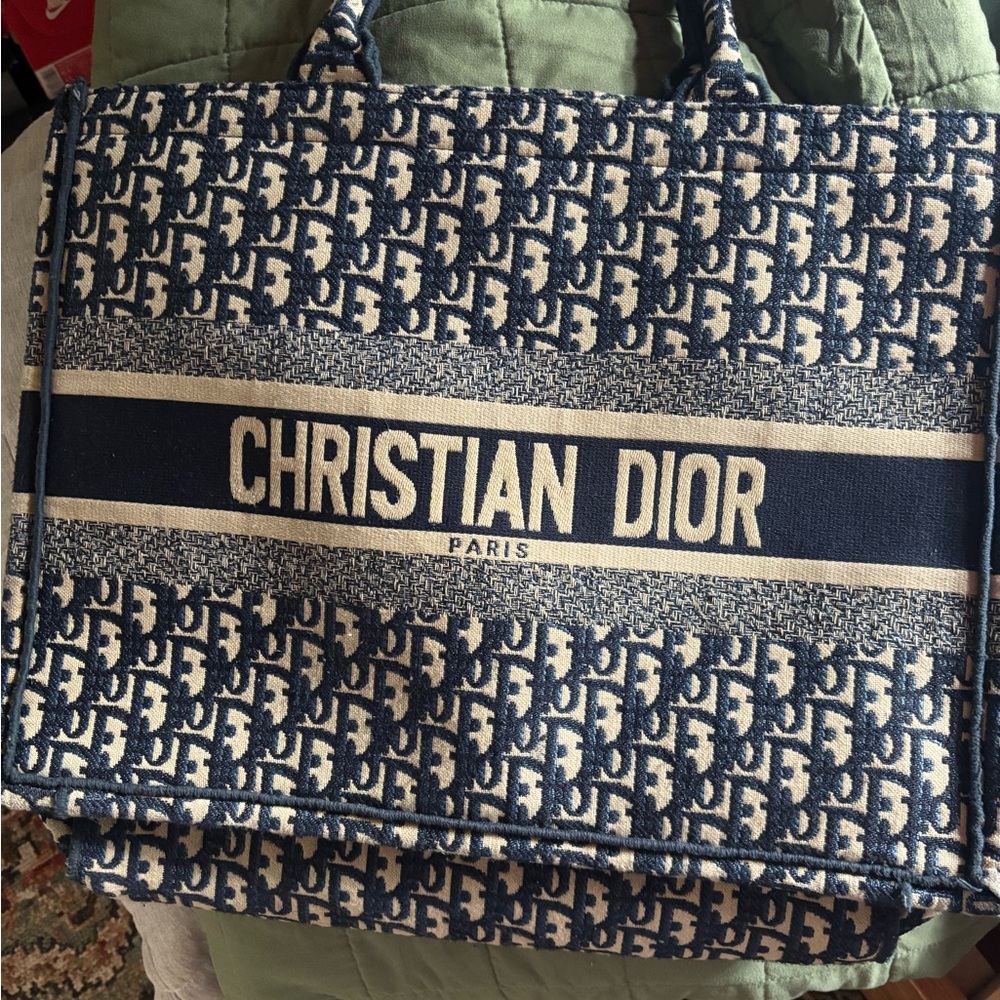 Dior Navy Monogram Tote Bag